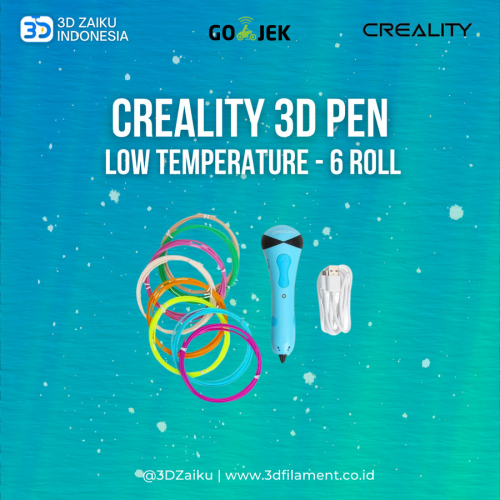 Creality Kids 3D Pen Low Temperature Child Safe Free 6 Roll Filament - Biru